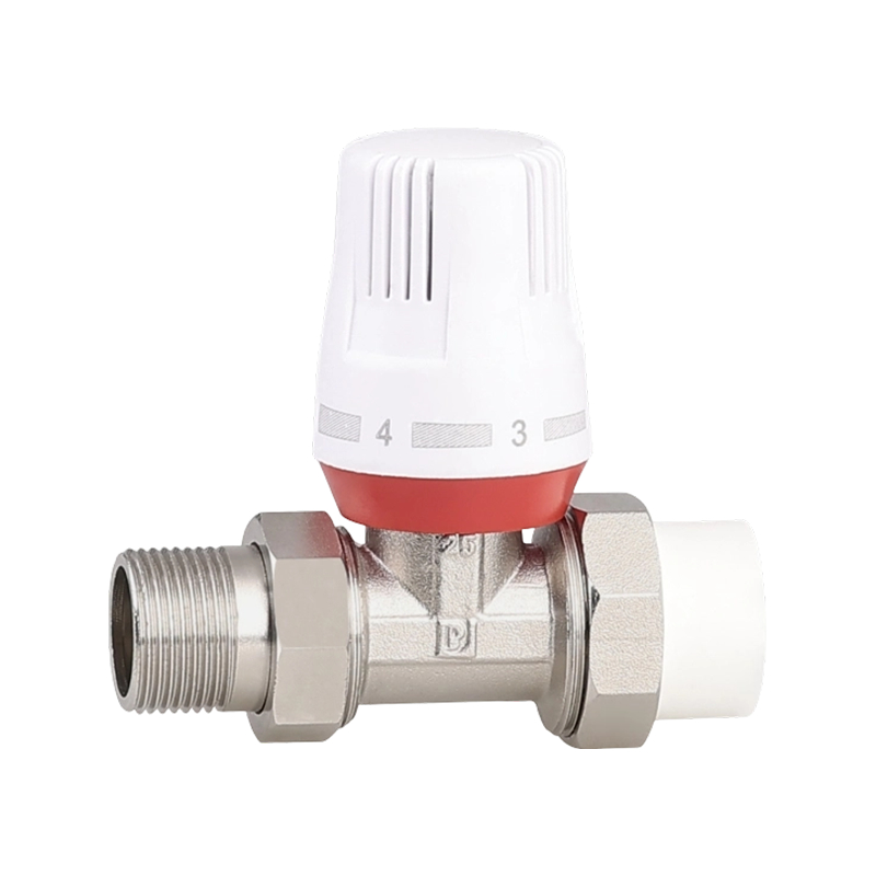 1/2-1 بوصة التحكم اليدوي في درجة الحرارة صمام كروي نحاسي مطلي بالنيكل للمياه المتوسطة